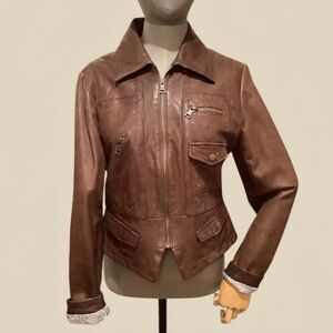 Banana Republic Genuine Leather Brown Jacket size medium
